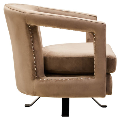 Hestia Mink Velvet Swivel Chair with Matte Black Base