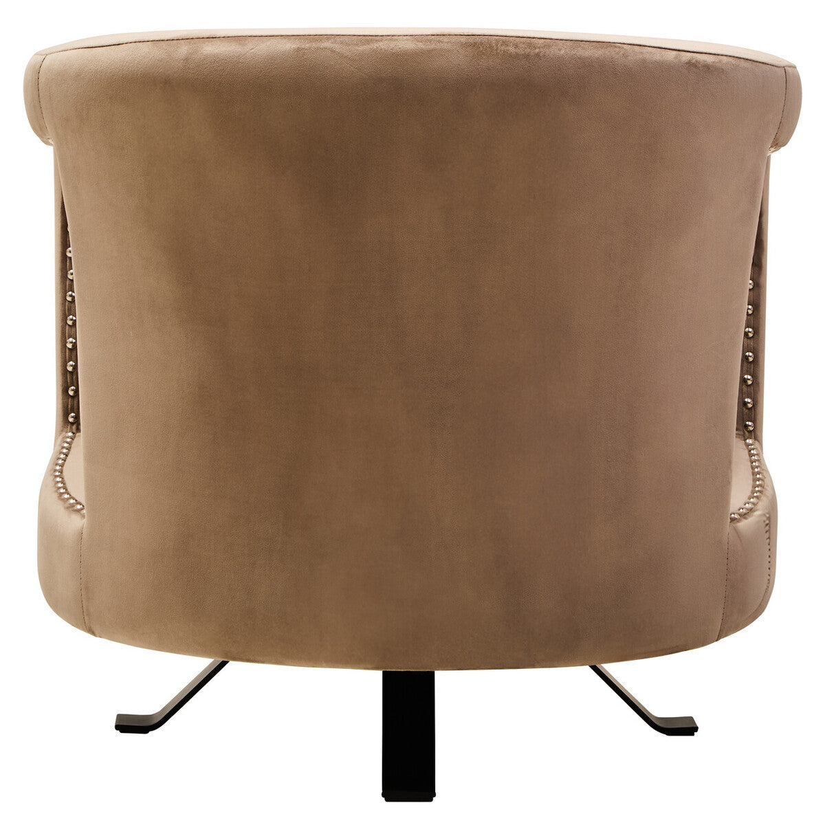Hestia Mink Velvet Swivel Chair with Matte Black Base
