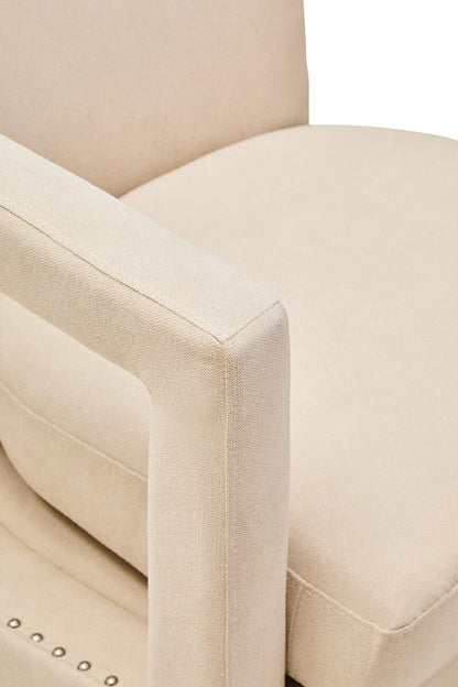 Hestia Beige Velvet Swivel Chair with Matte Black Base