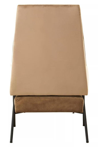 Henia Mink Velvet High Back Chair With Black Metal Legs