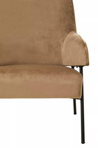 Henia Mink Velvet High Back Chair With Black Metal Legs