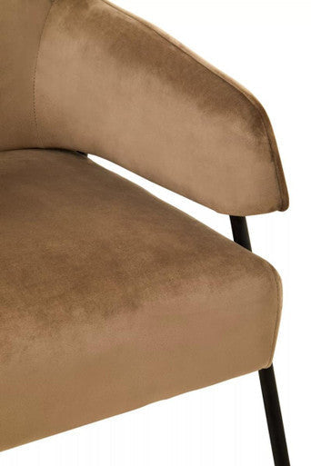 Henia Mink Velvet High Back Chair With Black Metal Legs