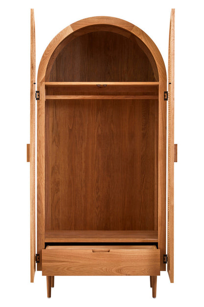 Rattan and Oak Wood 2 Door Wardrobe | Lyon