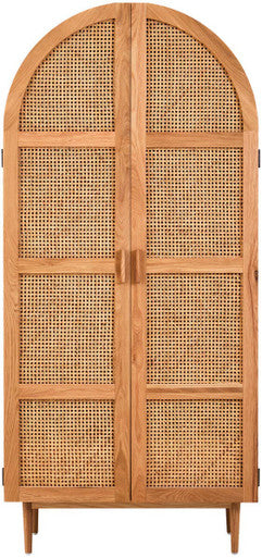 Rattan and Oak Wood 2 Door Wardrobe | Lyon