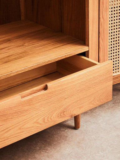 Rattan and Oak Wood 2 Door Wardrobe | Lyon