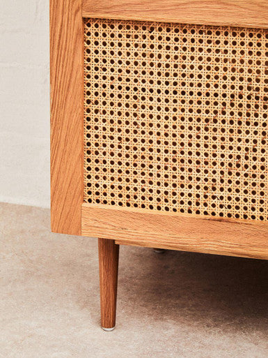 Rattan and Oak Wood 2 Door Wardrobe | Lyon