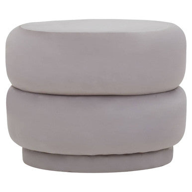 Hartford Mink Grey Velvet Pouffe With Footrest