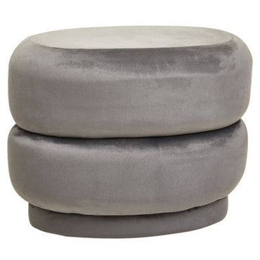 Hartford Grey Velvet Oval Pouffe With Footrest