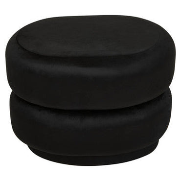 Hartford Black Velvet Pouffe With Footrest