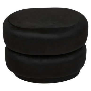 Hartford Black Velvet Pouffe With Footrest