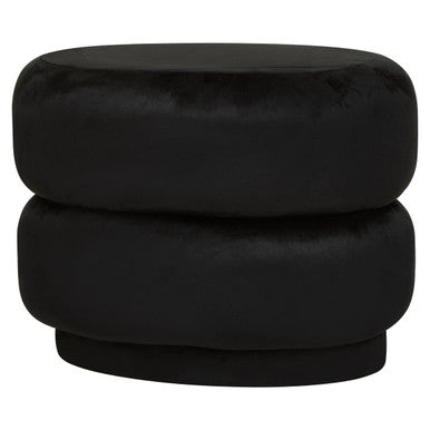 Hartford Black Velvet Pouffe With Footrest