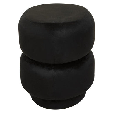 Hartford Black Velvet Pouffe With Footrest