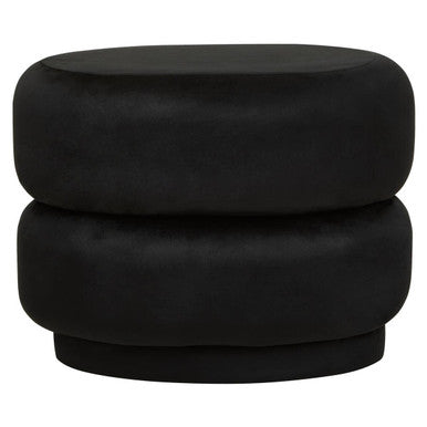 Hartford Black Velvet Pouffe With Footrest