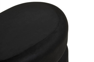 Hartford Black Velvet Pouffe With Footrest