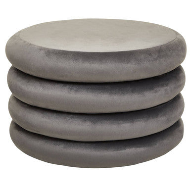 Hartford Grey Velvet Round Pouffe with Footrest