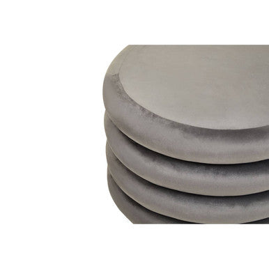 Hartford Grey Velvet Round Pouffe with Footrest