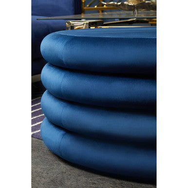 Hartford Midnight Blue Velvet Pouffe With Footrest
