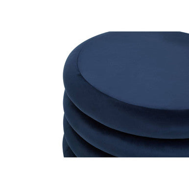 Hartford Midnight Blue Velvet Pouffe With Footrest