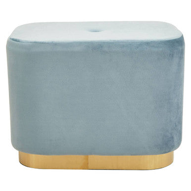 Hartford Blue Velvet Pouffe with Button Tufting