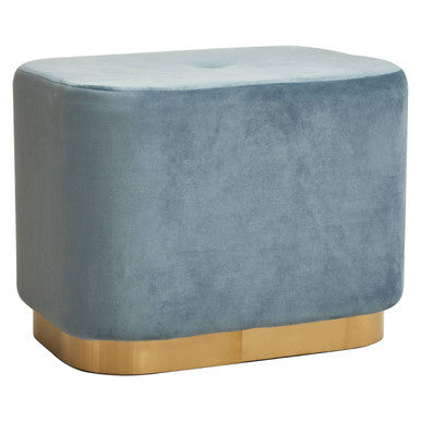 Hartford Blue Velvet Pouffe with Button Tufting