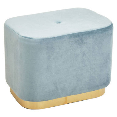 Hartford Blue Velvet Pouffe with Button Tufting