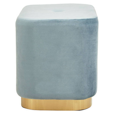 Hartford Blue Velvet Pouffe with Button Tufting