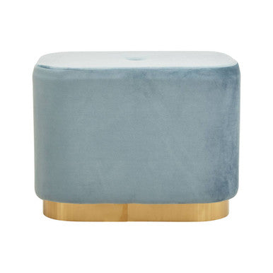 Hartford Blue Velvet Pouffe with Button Tufting