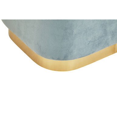 Hartford Blue Velvet Pouffe with Button Tufting