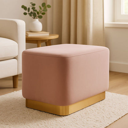 Hartford Dusty Pink Velvet Pouffe With Button Tufting