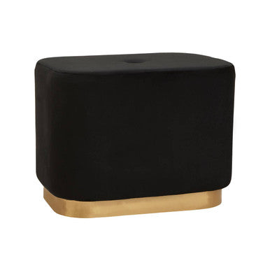 Hartford Black Velvet Pouffe with Button Tufting