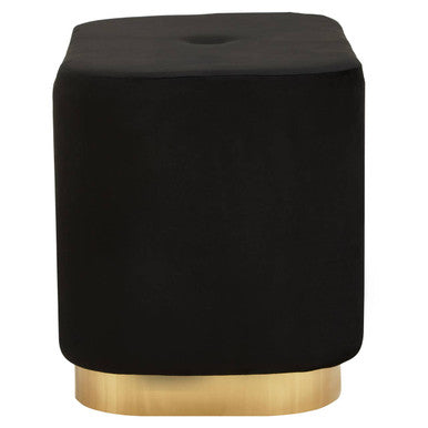 Hartford Black Velvet Pouffe with Button Tufting