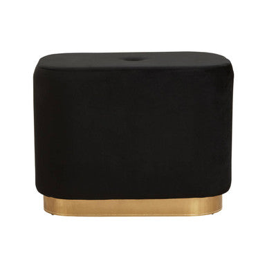 Hartford Black Velvet Pouffe with Button Tufting