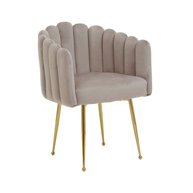 Mink Velvet Scalloped Dining Chair | Bari
