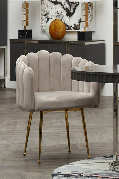 Mink Velvet Scalloped Dining Chair | Bari