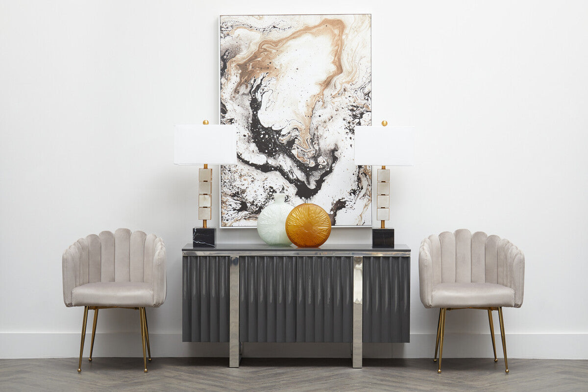 Mink Velvet Scalloped Dining Chair | Bari