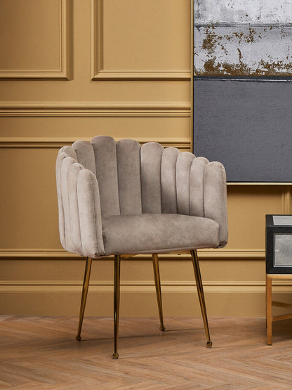 Mink Velvet Scalloped Dining Chair | Bari