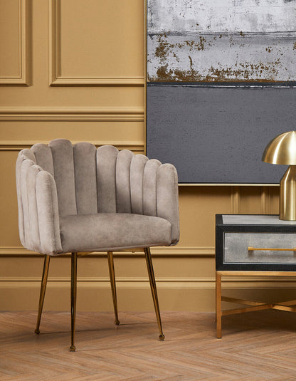 Mink Velvet Scalloped Dining Chair | Bari