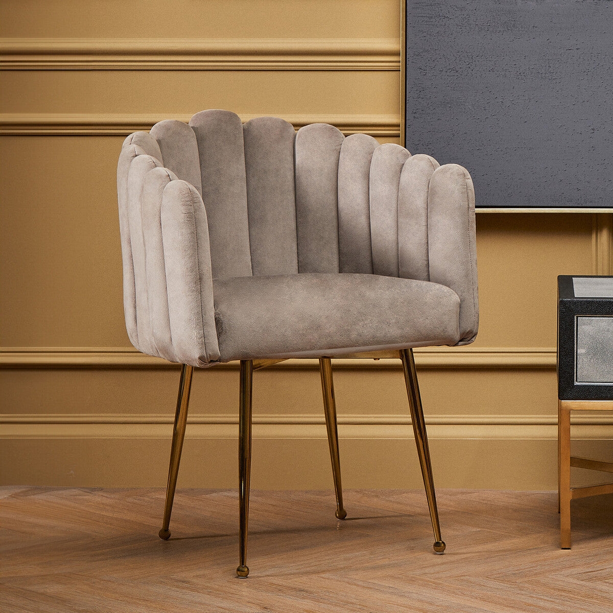 Mink Velvet Scalloped Dining Chair | Bari