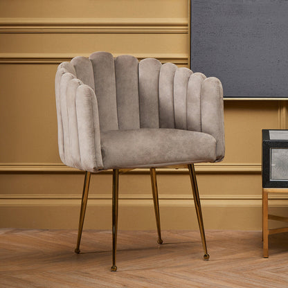 Mink Velvet Scalloped Dining Chair | Bari