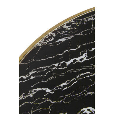 Black Marble Effect Glass Top Coffee Table with Gold Finish Base | Oria