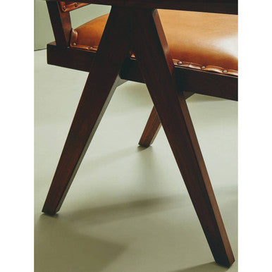 Inca Tan Leather And Teak Frame Dining Chair