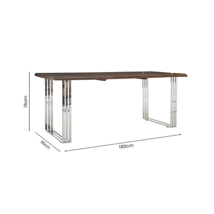 Natural Wood Top Dining Table with Stainless Steel Looped Base | Hampstead