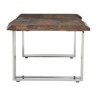 Natural Wood Top Coffee Table with Silver Stainless Steel Looped Base | Hampstead