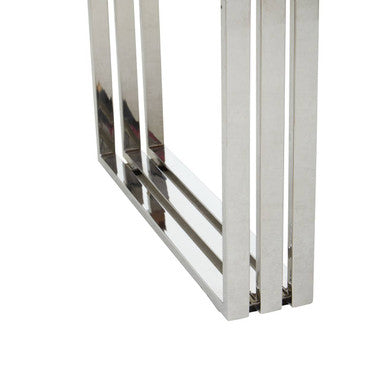Natural Wood Top Coffee Table with Silver Stainless Steel Looped Base | Hampstead