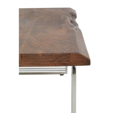 Natural Wood Top Coffee Table with Silver Stainless Steel Looped Base | Hampstead