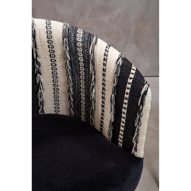 Cefena Black and White Velvet Chair with Stud Detail