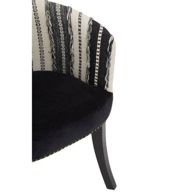 Cefena Black and White Velvet Chair with Stud Detail