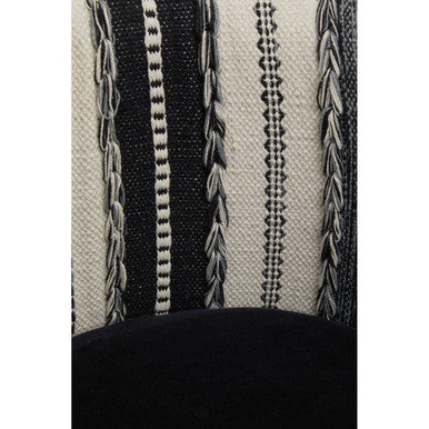 Cefena Black and White Velvet Chair with Stud Detail