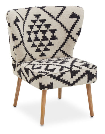 Cefena Black and White Mango Wood Chair with Wingback Design