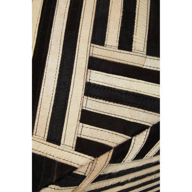 Safira Bosie Black And White Stripe Leather Pouffe